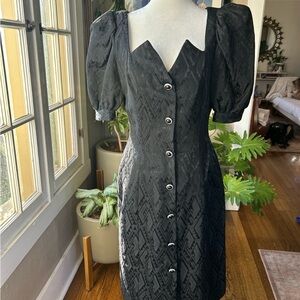 Victor Costa Black Textured Dress